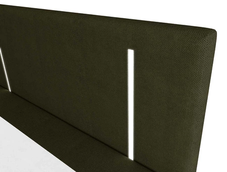 Kontinentální postel Norco 180x200 zelená Stylová postel s úložným boxem Osvětlení v čele postele dodává jedinečný nádech