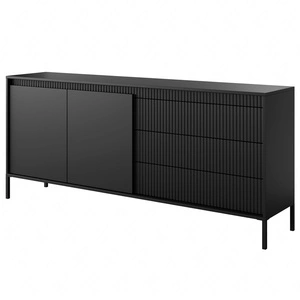 Komoda Sesti 187 cm černá funkční a prostorná komoda s jedinečným designem ideální do obývacího pokoje ložnice nebo předsíně