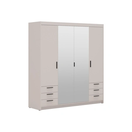 Šatní skříň Rene 176 cm bez písku stylový design ABS povrchová úprava okrajů šatní skříň se zrcadlem do ložnice nebo šatny prostorné zásuvky