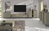Sada nábytku do obývacího pokoje Kioto II eukalyptus stylový design elegantní nábytek podepřený kovovými černými nohami subtilní úchyty