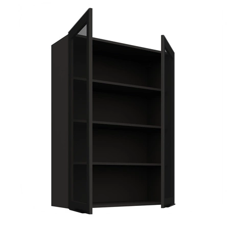 Kuchyňská nástěnná skříňka černá 80 GS-108 2F kovové hrany úchytek skříňka odolná proti páře vysoké teplotě a rozlití tekutin