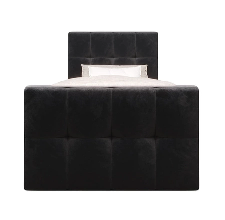 Kontinentální postel Manhattan 90x200 grafit v moderním skandinávském stylu s čalouněným čelem a nohou postele s úložným boxem