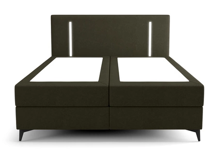 Kontinentální postel Norco 180x200 zelená Stylová postel s úložným boxem Osvětlení v čele postele dodává jedinečný nádech