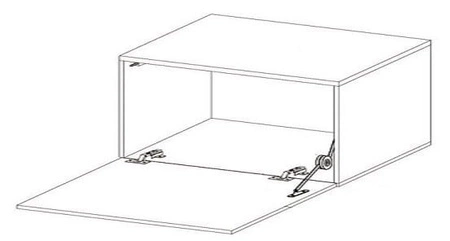 Nástěnná skříňka Awans v bílém lesku s všudypřítomnou geometrií je receptem na ergonomický a funkční interiér