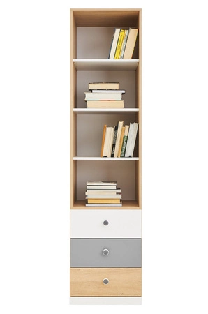 Sada nábytku Pixel dub biscuit / bílá / šedá ideální do dětského pokoje nebo pokoje pro mladé v módním stylu