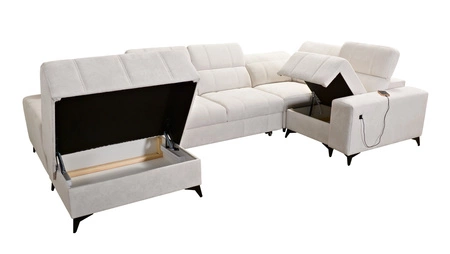 Penejos IV rohová sedačka s funkcí spaní olivová levá stylová rohová sedačka se dvěma nádobami na lůžkoviny odolná látka