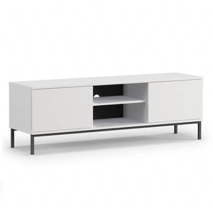 RTV skříňka Tutti 150 cm bílá elegantní design skříňky kovová pevná základna dveře se otevírají systémem push to open