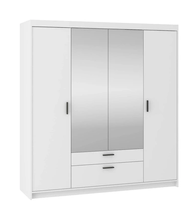 Šatní skříň se zrcadlem Rene 176 cm bílá moderní design a hrany s povrchovou úpravou ABS