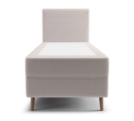 Kontinentální postel Totti 80x200 slonová kost Stylová postel s úložným prostorem na lůžkoviny z trojrozměrné pruhované tkaniny