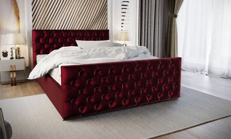 Čalouněná postel Viamao 160x200 bordó s kontejnerem v moderním skandinávském stylu s prošívaným čelem a nohama