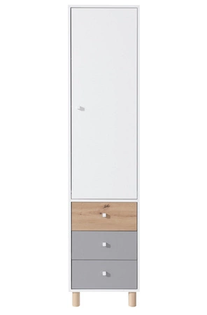 Nábytková sestava Beja bílá / dub artisan / šedá ideální do pokoje pro mládež Nástěnná skříňka s psacím stolem