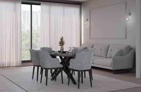 Lyon stůl 90x185 cm wisconsin ořech / černý stylový jídelní stůl na designových pavoučích nohách výškově nastavitelný