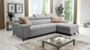 Rohová sedací souprava s funkcí spaní Bolmso šedá pravostranná rohová sedací souprava se dvěma nádobami na lůžkoviny praktická zásuvka v boční části nábytku