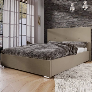 Čalouněná postel Burgos 140x200 tmavě béžová s čelem v moderním stylu ideální do ložnice