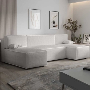 Rohová sedací souprava s funkcí spaní Brandon U lůžkoviny kontejner trojrozměrná tkanina s výraznými pruhy