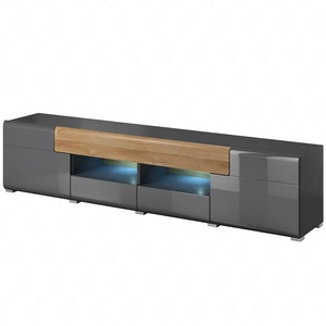 RTV skříňka Toledo 208 cm antracit / antracitový lesk / dub vnuk Moderní TV skříňka ve skandinávském stylu