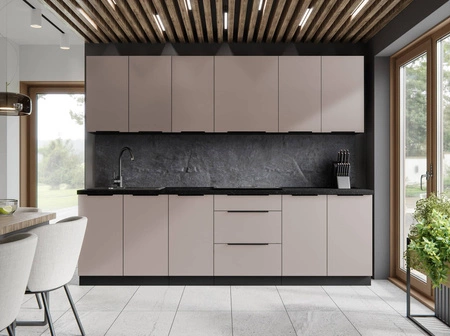 Sada kuchyňského nábytku Tarraco 260 cm kovové úchytky skříněk vypadají skvěle v moderních interiérech
