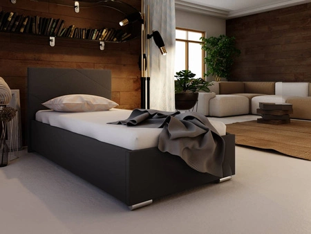 Černá čalouněná postel Hernani 90x200 s moderním čelem ideální do pokoje pro mladé nebo malé ložnice