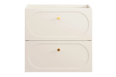 Umyvadlová skříňka Donna Sand 60 cm béžová stylová skříňka s elegantním zaobleným frézováním na čelech zásuvek zlaté kovové úchyty