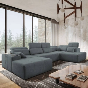 Rohová pohovka s funkcí spaní Tesalia VI šedá levá Moderní a pohodlná rohová pohovka s funkcí posuvného opěradla