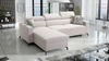 Rohová sedací souprava s funkcí spaní Savona krémová levá pohodlná a elegantní rohová sedací souprava s nastavitelnými opěrkami hlavy dekorativní prošívání