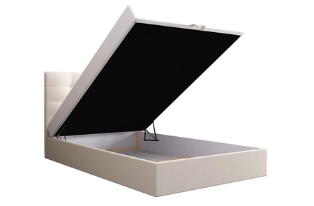 Béžová kontinentální postel Kingston 120x200 v moderním skandinávském stylu s čalouněným čelem s krystaly postel s úložným boxem