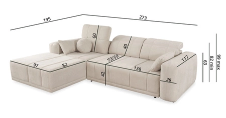 Rohová sedací souprava s funkcí spaní Cetara hnědá levá strana stylový design pohodlné posuvné opěrky zad nastavitelné opěrky hlavy