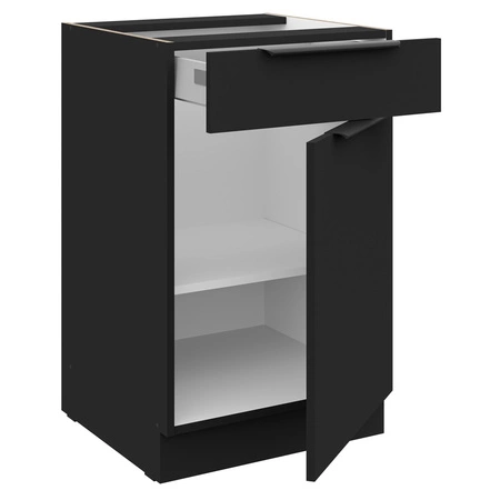 Rohová sestava kuchyňského nábytku Brianza / Černá 330x210 cm kovové úchytky skříněk vypadají skvěle v moderních interiérech