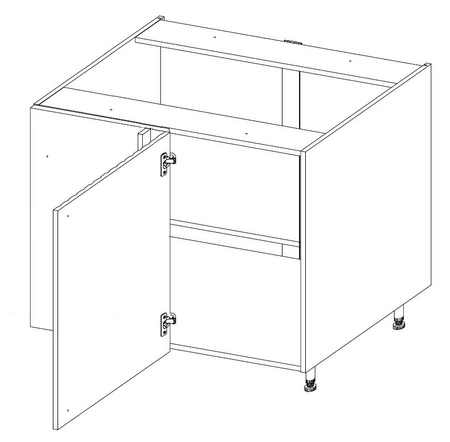 Rohová kuchyňská linka Chevron 105 ND 1F BB levé čelo s dekorativním dekorem rybí kosti skříňka odolná proti vlhkosti a poškození