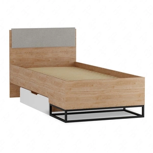 Postel Imola 90x200 cm dub hickory / bílá postel ideální do dětského pokoje s čalouněným čelem a zásuvkou