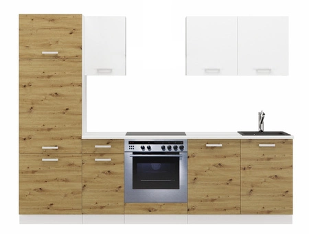 Kuchyňská souprava Toni 260 cm bílá / dub artisan top vypadá skvěle v klasických interiérech