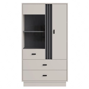 Knihovna Estan 80 cm béžová / antracitová moderní designový nábytek kvalitní zpracování hrany knihovny zakončené speciální dýhou