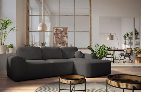 Rohová sedací souprava s funkcí spaní Arbon grafitový pravý roh moderní design s výrazným tvarem měkká látka