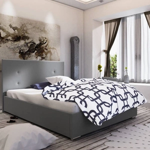 Čalouněná postel Reus 160x200 šedá s čelem v moderním stylu ideální do ložnice