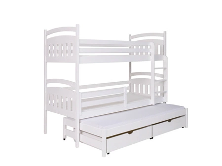 Patrová postel Gabi pro 3 osoby 90x190 cm ideální do dětského pokoje poskytuje pohodlné místo na spaní aniž by zabírala velkou plochu